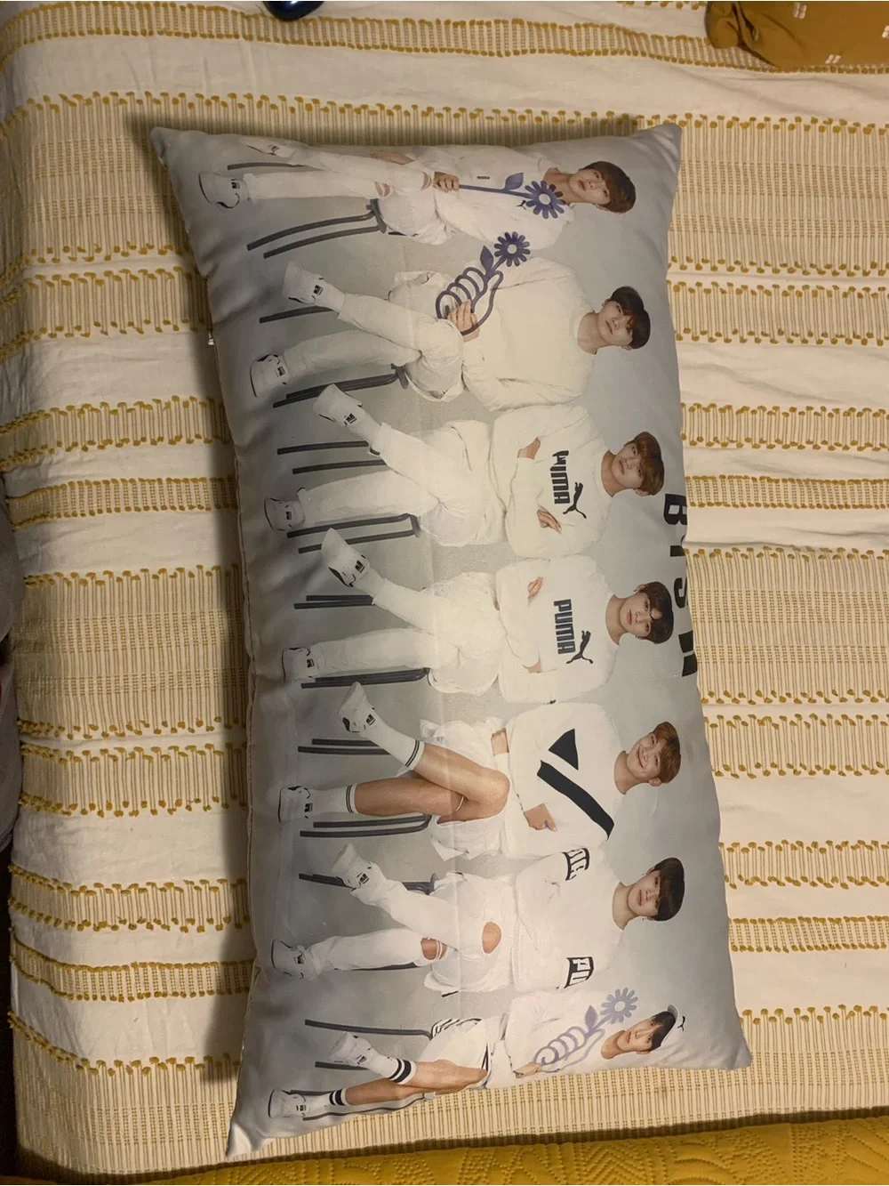 White Graphic K-Pop Fan Pillow - BTS Style